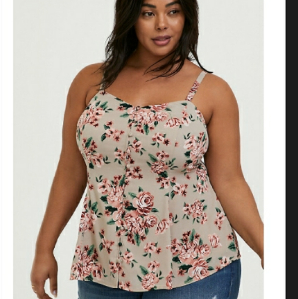 Torrid Taupe Floral Flare Cami 2X